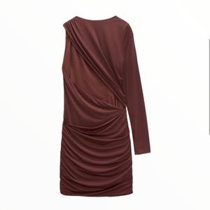ZARA | Dark Brown | CUT OUT ASYMMETRICAL DRESS